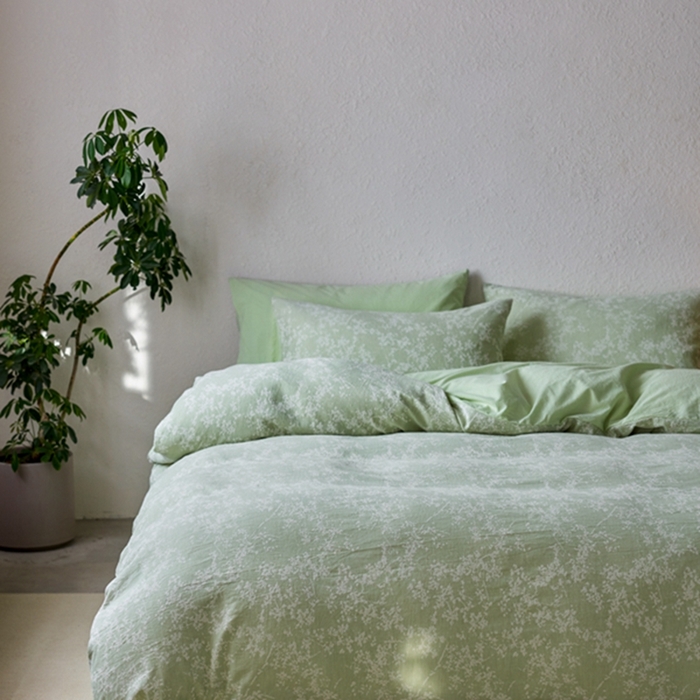 91家纺网 家纺一手货源 找家纺 安莱生活 2025新款三层纱大提花四件套-叶雨朦胧 叶雨朦胧-嫩绿