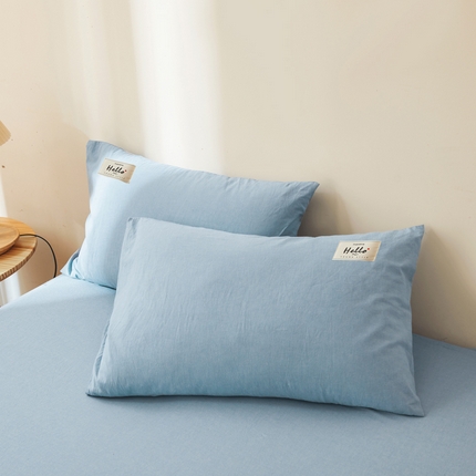 91家纺网 家纺一手货源 找家纺 恋人优选 2024新款纯棉枕套贴标款 浅蓝 贴标