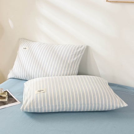 91家纺网 家纺一手货源 找家纺 （总）恋人优选  2024新款纯棉枕套纯色格子全棉水洗棉单件贴标款