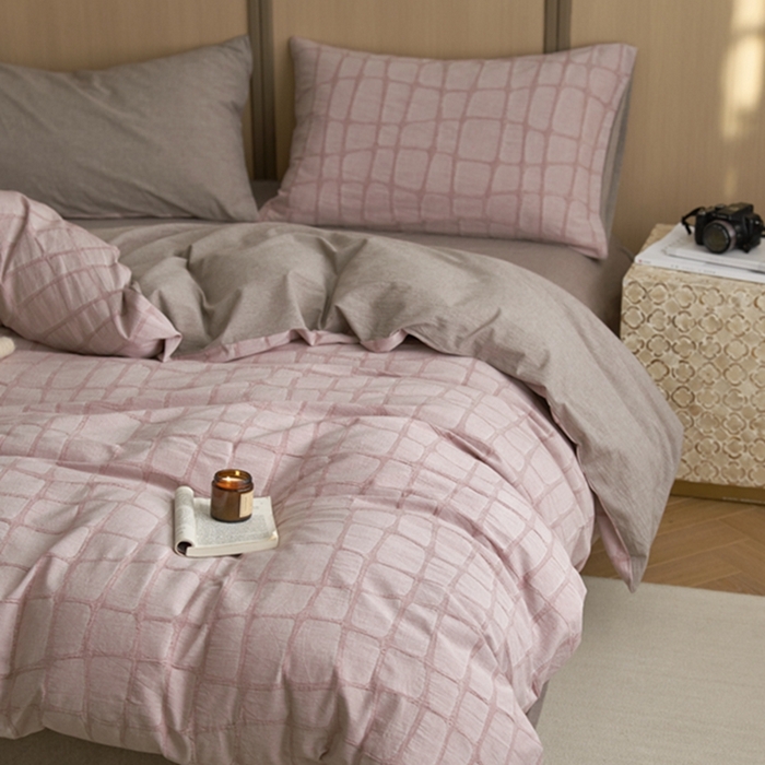 91家纺网 家纺一手货源 找家纺 （总）安莱生活 2025新款色织水洗提花大理石纹四件套