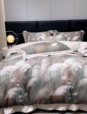 91家纺网 家纺一手货源 找家纺 大渔生活 2025新款舒芯棉高奢数码印花四件套 安羽