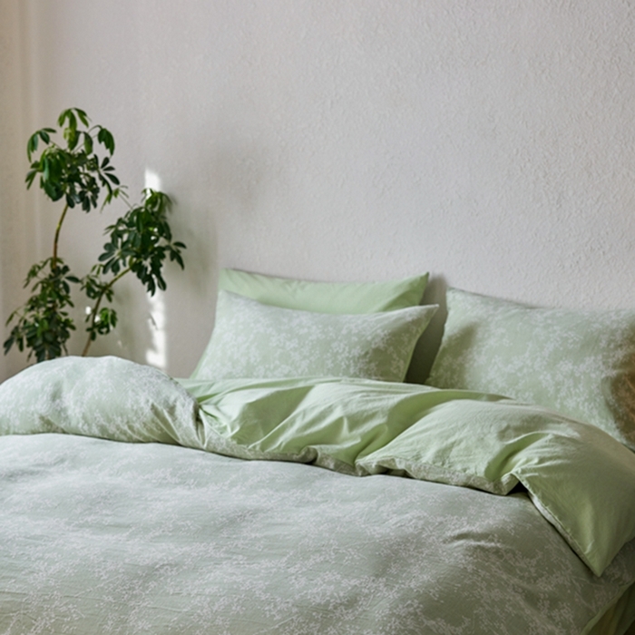 91家纺网 家纺一手货源 找家纺 安莱生活 2025新款三层纱大提花四件套-叶雨朦胧 叶雨朦胧-嫩绿