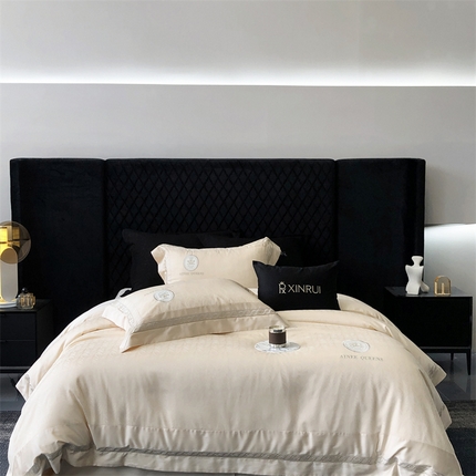 91家纺网 家纺一手货源 找家纺 （总）馨蕊 2024新款天丝棉提花四件套Queen