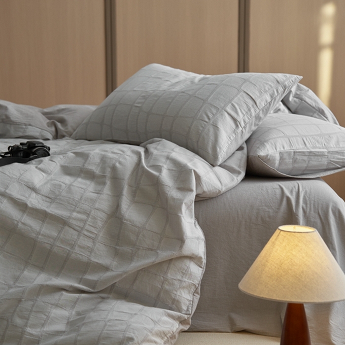 91家纺网 家纺一手货源 找家纺 安莱生活 2025新款色织水洗提花大理石纹四件套 大理石纹-银灰