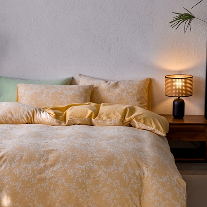 91家纺网 家纺一手货源 找家纺 （总）安莱生活 2025新款三层纱大提花四件套-叶雨朦胧