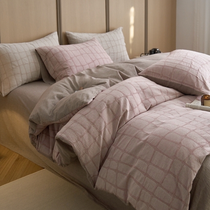 安莱生活 2025新款色织水洗提花大理石纹四件套 大理石纹-暗红