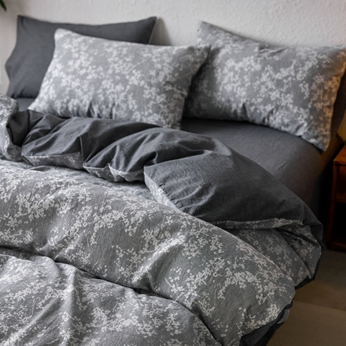 91家纺网 家纺一手货源 找家纺 安莱生活 2025新款三层纱大提花四件套-叶雨朦胧 叶雨朦胧-深灰