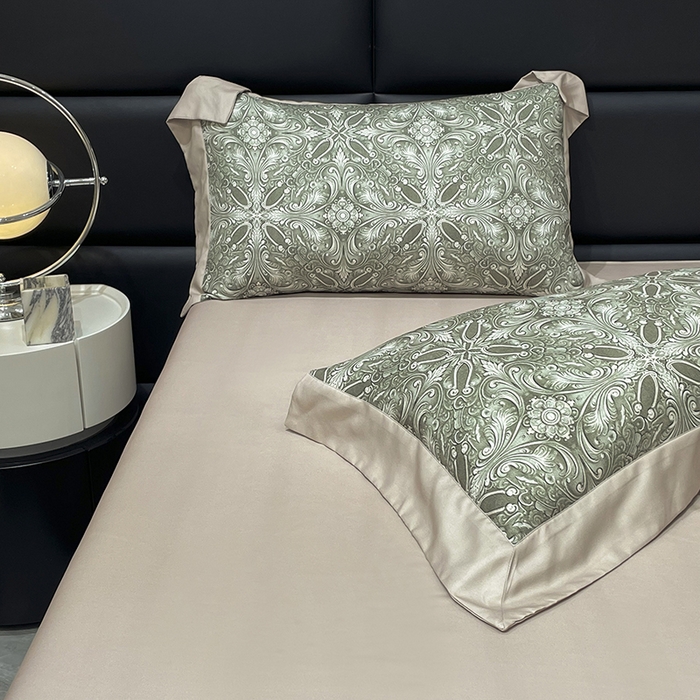 91家纺网 家纺一手货源 找家纺 大渔生活 2025新款舒芯棉高奢数码印花四件套 爵色