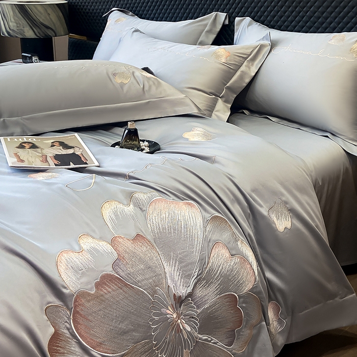 91家纺网 家纺一手货源 找家纺 狂想家 2025新款水洗真丝轻奢款系列四件套 初夏_灰