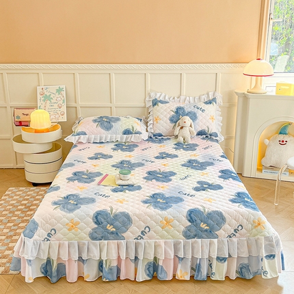 91家纺网 家纺一手货源 找家纺 薇梦蚊帐 2025新款磨毛印花床盖四件套 江南花季