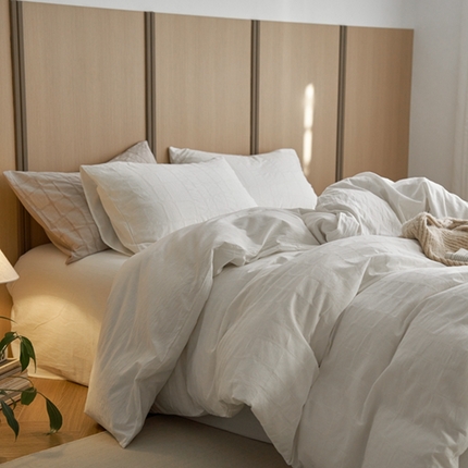 91家纺网 家纺一手货源 找家纺 安莱生活 2025新款色织水洗提花大理石纹四件套 大理石纹-盐白