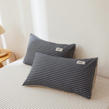 91家纺网 家纺一手货源 找家纺 （总）恋人优选  2024新款纯棉枕套纯色格子全棉水洗棉单件贴标款