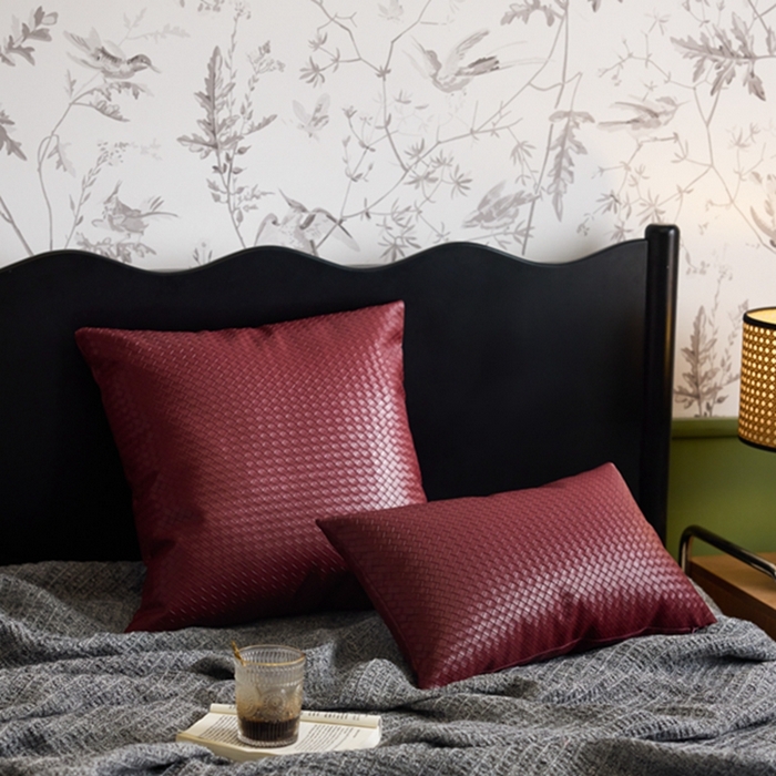 91家纺网 家纺一手货源 找家纺 （总）安莱生活 2024首款编制纹理皮革多功能家用简约创意皮枕