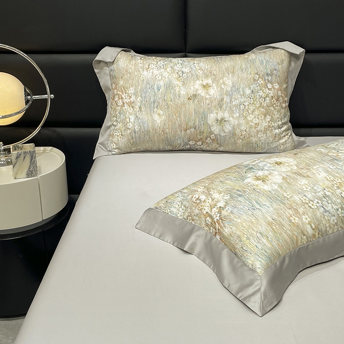 91家纺网 家纺一手货源 找家纺 大渔生活 2025新款舒芯棉高奢数码印花四件套 莫奈