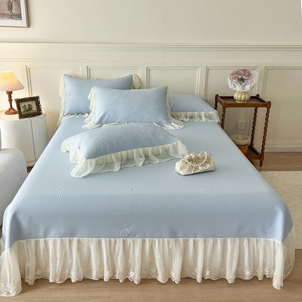 91家纺网 家纺一手货源 找家纺 （总）好儿喜家纺 2024新款伊芙琳凉席床裙三件套