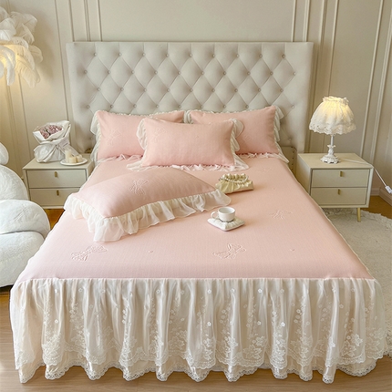 91家纺网 家纺一手货源 找家纺 （总）好儿喜家纺 2024新款夏威夷凉席床裙三件套