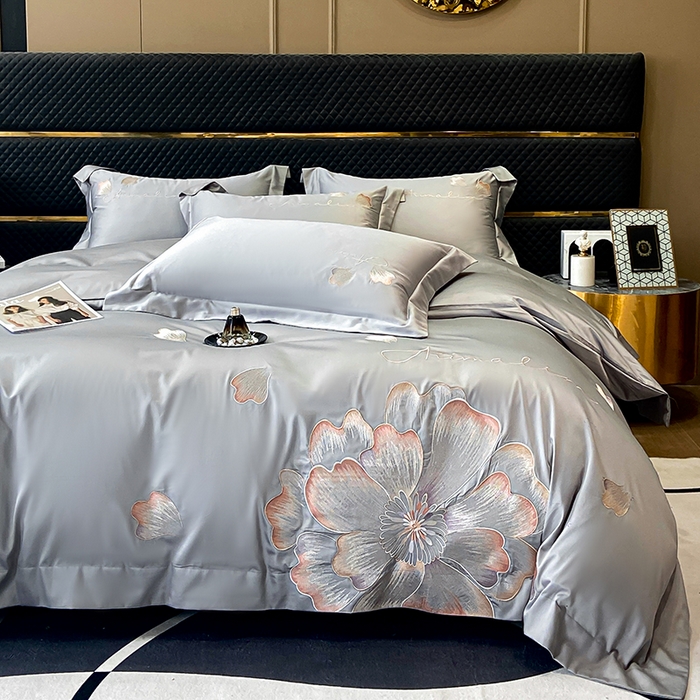 91家纺网 家纺一手货源 找家纺 狂想家 2025新款水洗真丝轻奢款系列四件套 初夏_灰