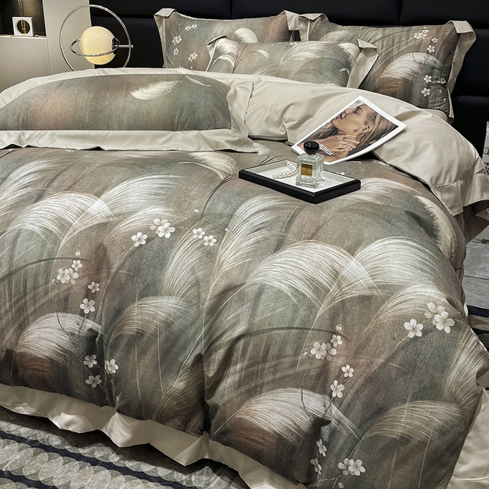 91家纺网 家纺一手货源 找家纺 大渔生活 2025新款舒芯棉高奢数码印花四件套 安羽