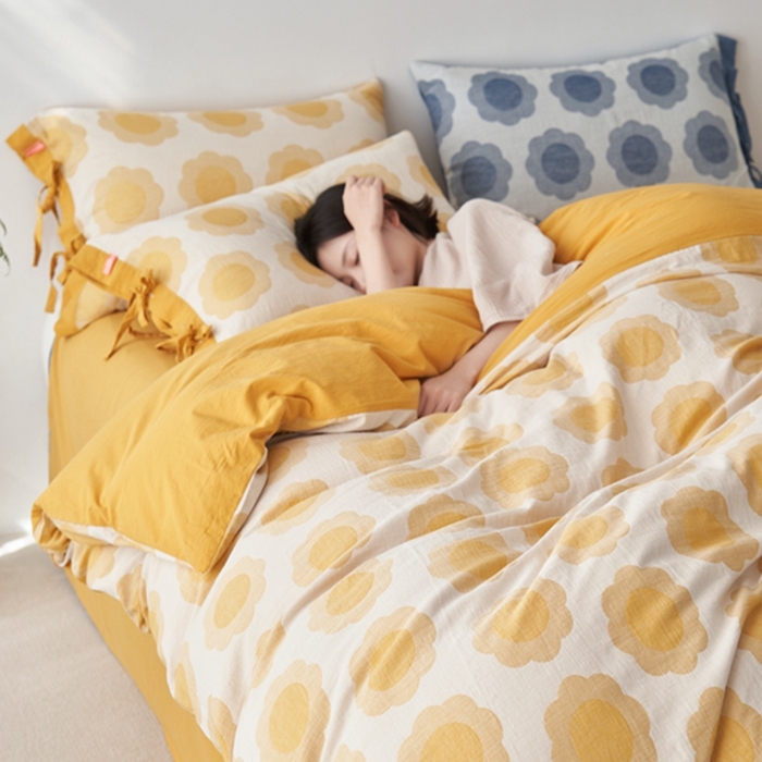 91家纺网 家纺一手货源 找家纺 （总）安莱生活 2024新款双层纱大提花四件套-太阳花系列