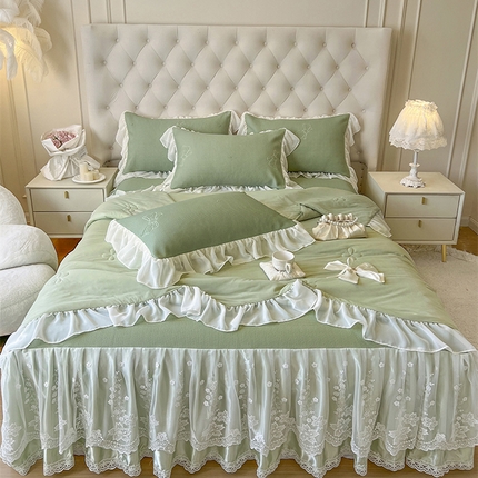 91家纺网 家纺一手货源 找家纺 （总）好儿喜家纺 2024新款夏威夷夏被凉席床裙四件套