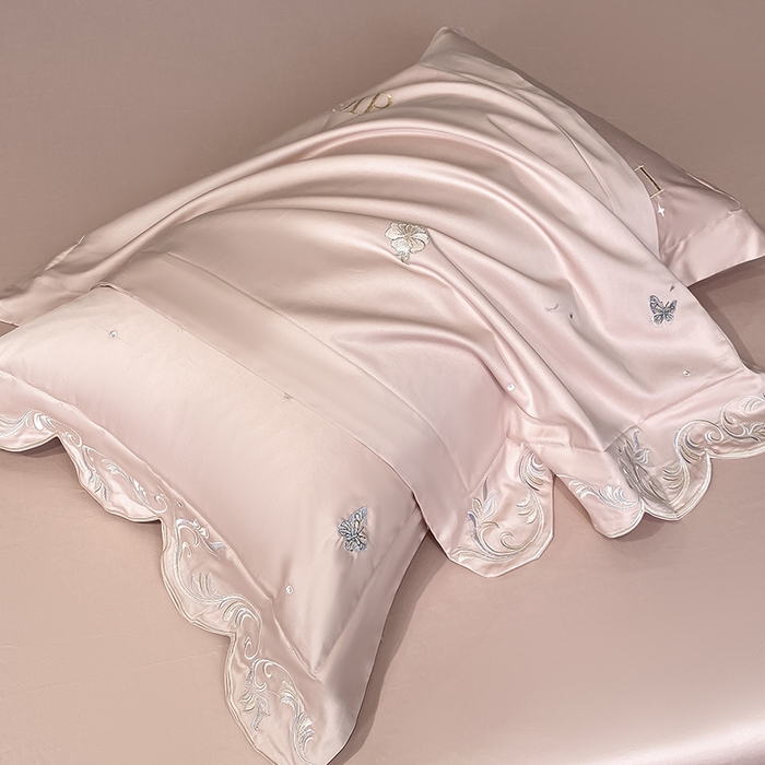 91家纺网 家纺一手货源 找家纺 狂想家 2025新款水洗真丝轻奢款系列四件套 米莉玉粉