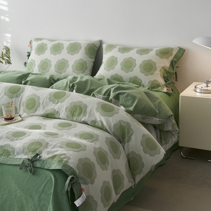 91家纺网 家纺一手货源 找家纺 （总）安莱生活 2024新款双层纱大提花四件套-太阳花系列