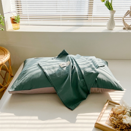 91家纺网 家纺一手货源 找家纺 （总）恋人优选  2024新款纯棉枕套纯色格子全棉水洗棉单件贴标款