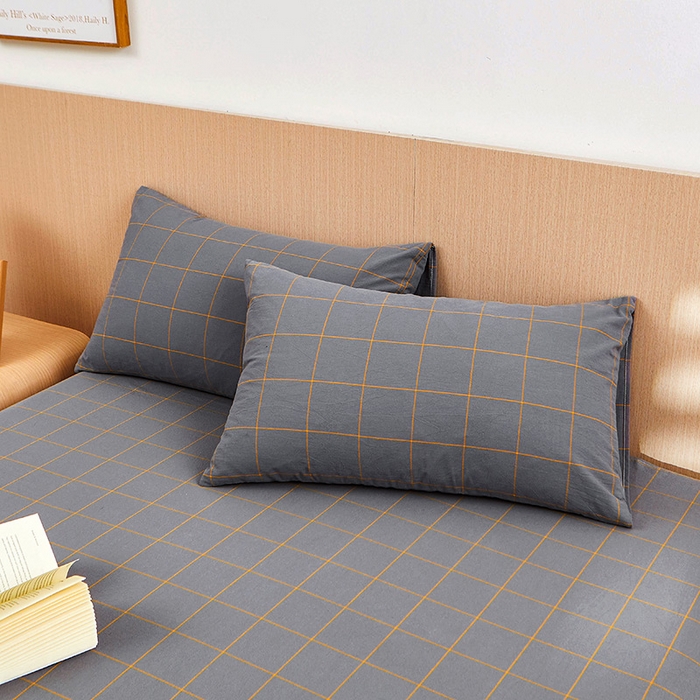 91家纺网 家纺一手货源 找家纺 恋人优选 2024新款纯棉色织水洗枕套 七夕灰大