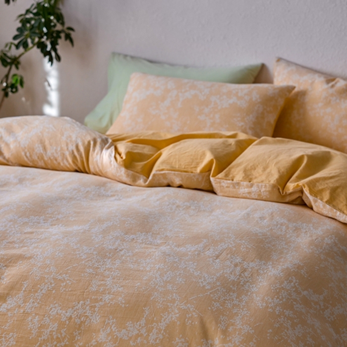 91家纺网 家纺一手货源 找家纺 （总）安莱生活 2025新款三层纱大提花四件套-叶雨朦胧