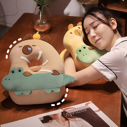 （总）仟亿莱 2024新款趣味水豚冰丝双面午睡枕