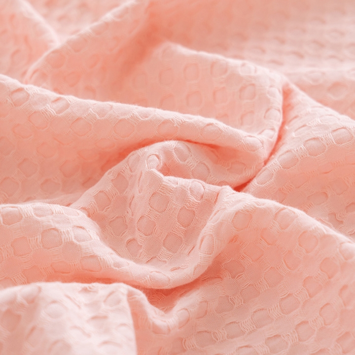 91家纺网 家纺一手货源 找家纺 乐家毛巾被（工厂自产自销） 2024新款全棉华夫格毛巾被 粉色