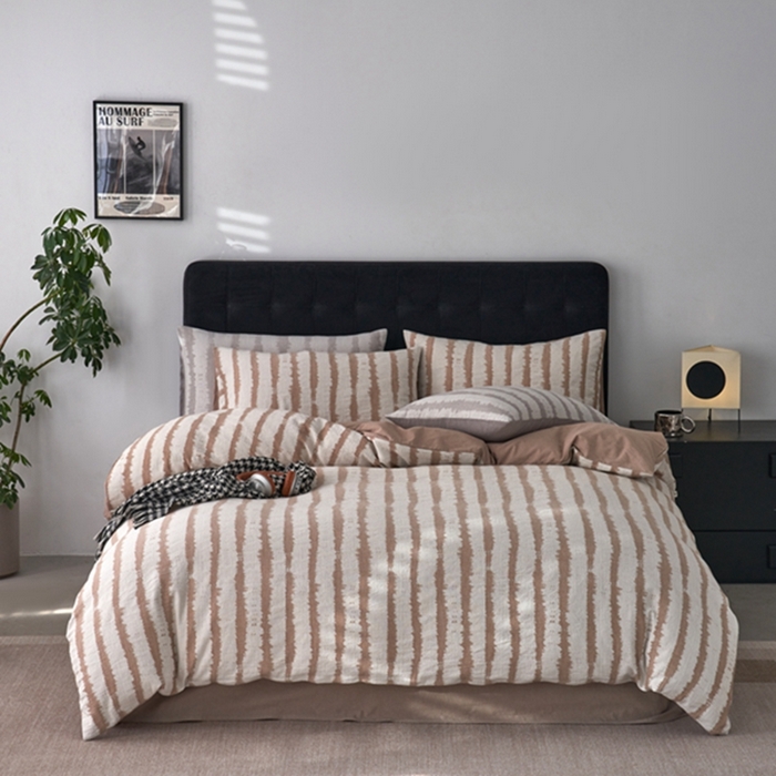 91家纺网 家纺一手货源 找家纺 安莱生活 2025新款三层纱大提花四件套-艾克拉 艾克拉-卡其