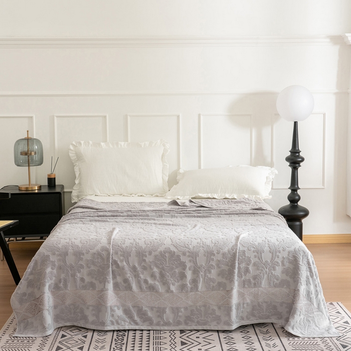 91家纺网 家纺一手货源 找家纺 乐家毛巾被 2023新款欧雅老式毛巾被欧雅灰色