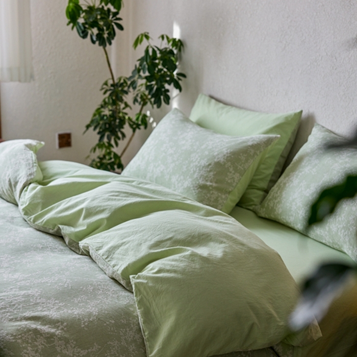 91家纺网 家纺一手货源 找家纺 安莱生活 2025新款三层纱大提花四件套-叶雨朦胧 叶雨朦胧-嫩绿