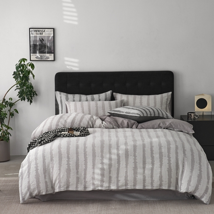 91家纺网 家纺一手货源 找家纺 安莱生活 2025新款三层纱大提花四件套-艾克拉 艾克拉-银灰