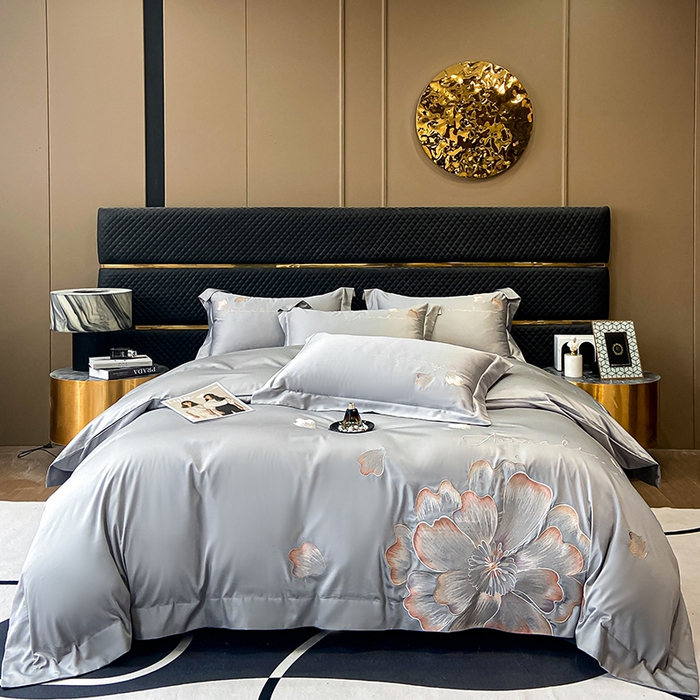 91家纺网 家纺一手货源 找家纺 狂想家 2025新款水洗真丝轻奢款系列四件套 初夏_灰