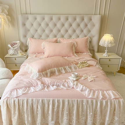 91家纺网 家纺一手货源 找家纺 （总）好儿喜家纺 2024新款夏威夷夏被凉席床裙四件套