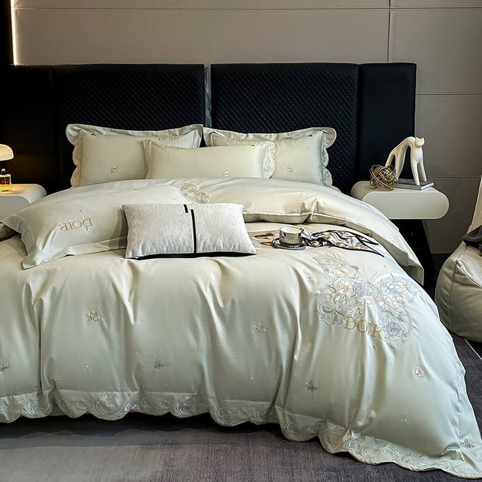 91家纺网 家纺一手货源 找家纺 狂想家 2025新款水洗真丝轻奢款系列四件套 米莉苹果绿