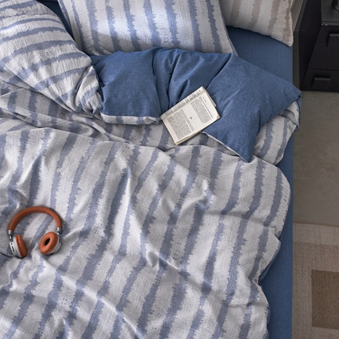 91家纺网 家纺一手货源 找家纺 安莱生活 2025新款三层纱大提花四件套-艾克拉 艾克拉-深蓝