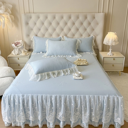 91家纺网 家纺一手货源 找家纺 （总）好儿喜家纺 2024新款夏威夷凉席床裙三件套