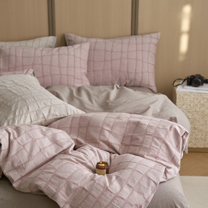 91家纺网 家纺一手货源 找家纺 （总）安莱生活 2025新款色织水洗提花大理石纹四件套