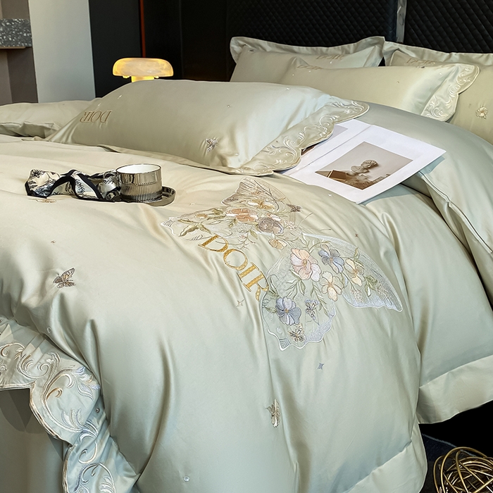 91家纺网 家纺一手货源 找家纺 狂想家 2025新款水洗真丝轻奢款系列四件套 米莉苹果绿