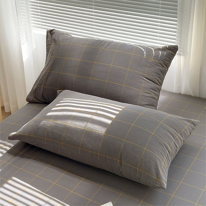 91家纺网 家纺一手货源 找家纺 恋人优选 2024新款纯棉色织水洗枕套 七夕灰大