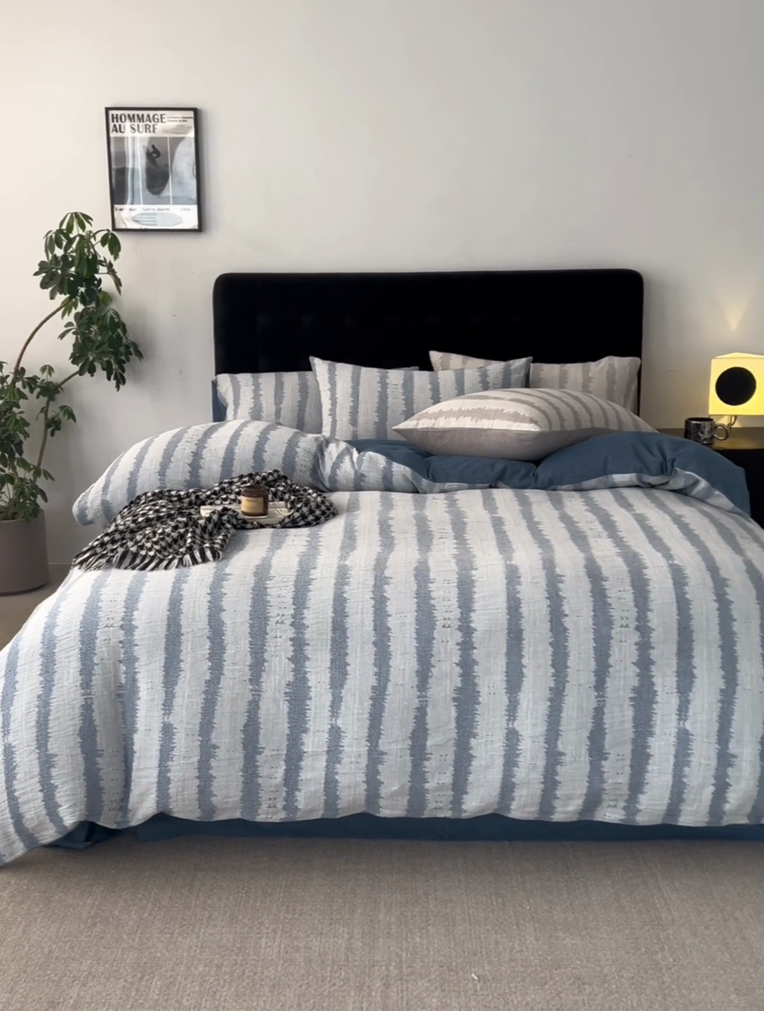 91家纺网 家纺一手货源 找家纺 安莱生活 2025新款三层纱大提花四件套-艾克拉 艾克拉-深蓝