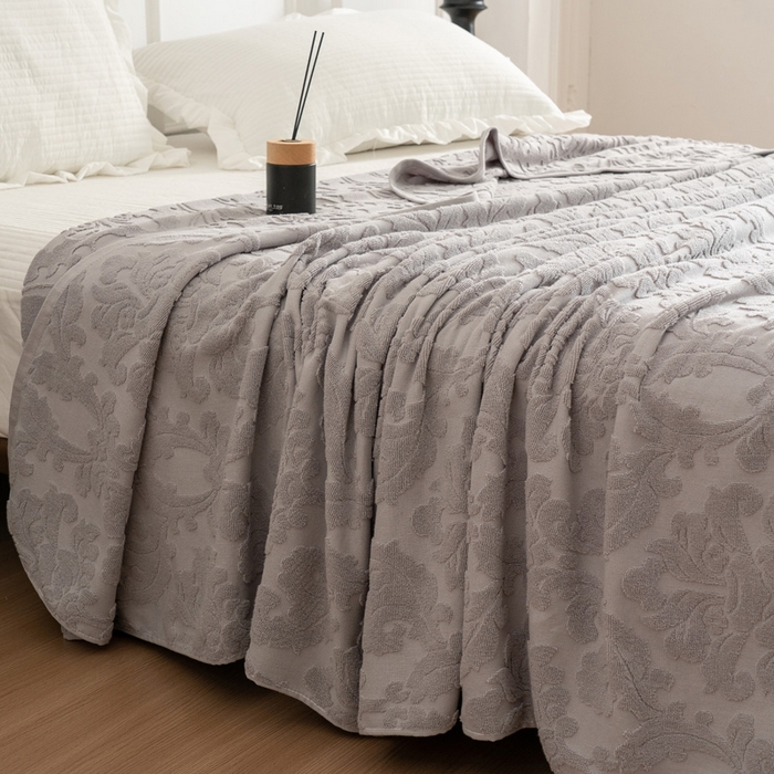 91家纺网 家纺一手货源 找家纺 乐家毛巾被 2023新款欧雅老式毛巾被欧雅灰色