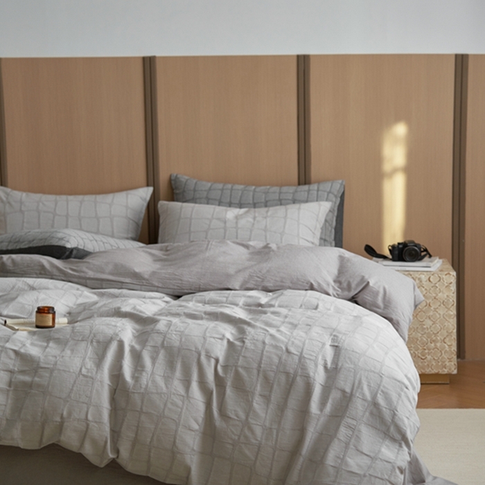 91家纺网 家纺一手货源 找家纺 安莱生活 2025新款色织水洗提花大理石纹四件套 大理石纹-银灰