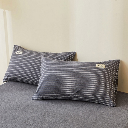 91家纺网 家纺一手货源 找家纺 （总）恋人优选  2024新款纯棉枕套纯色格子全棉水洗棉单件贴标款