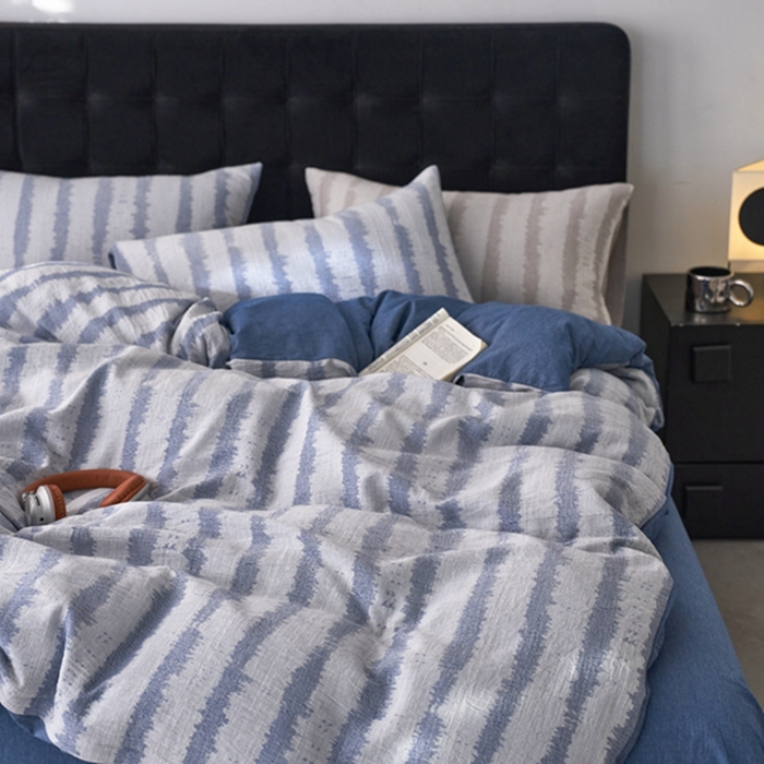 91家纺网 家纺一手货源 找家纺 安莱生活 2025新款三层纱大提花四件套-艾克拉 艾克拉-深蓝