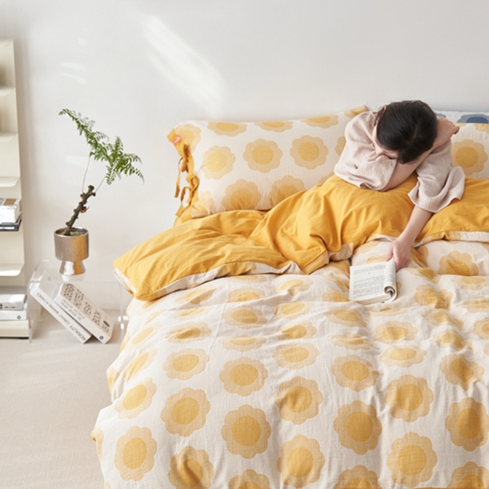 91家纺网 家纺一手货源 找家纺 （总）安莱生活 2024新款双层纱大提花四件套-太阳花系列