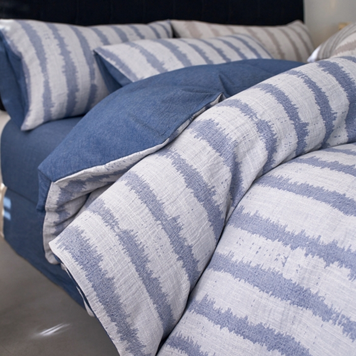 91家纺网 家纺一手货源 找家纺 安莱生活 2025新款三层纱大提花四件套-艾克拉 艾克拉-深蓝